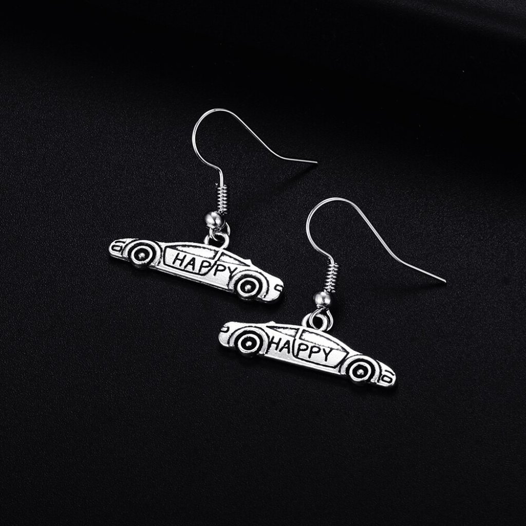 Trendy Vintage Car Shape Dangle Antique Silver Plated Earrings For Woman, K578